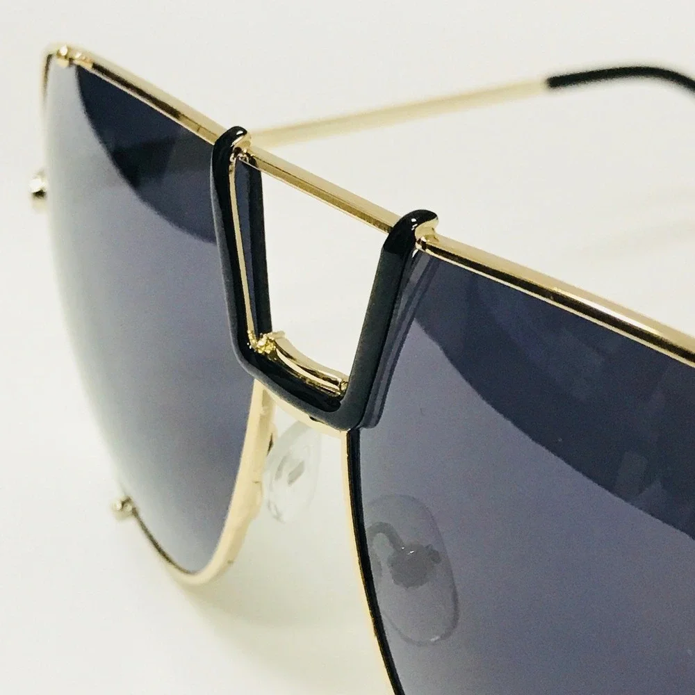 Aviator Sunglasses Gold Frame Black Accents Fashion Sun Glasses Trendy Retro New